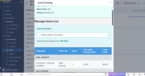 Zoho CRM Costing Widget for Job Cost Management
